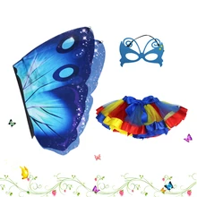 

D.Q.Z 120*70 cm Princess Cosplay Anime Costume Girls Navy Blue Butterfly Wing Toys Tutu Skirt Girls Birthday Gifts Fantasy