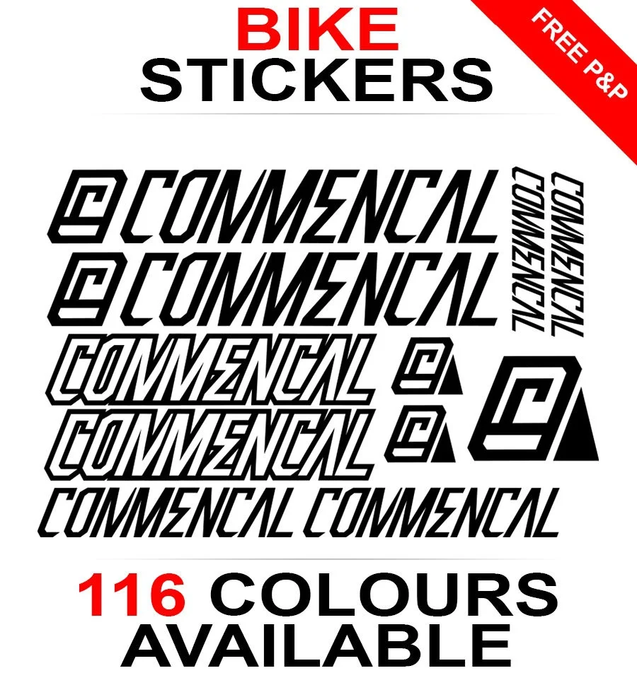 

For 1Set Commencal decals stickers sheet (cycling, mtb, bmx, road, bike) die-cut logo Car Styling