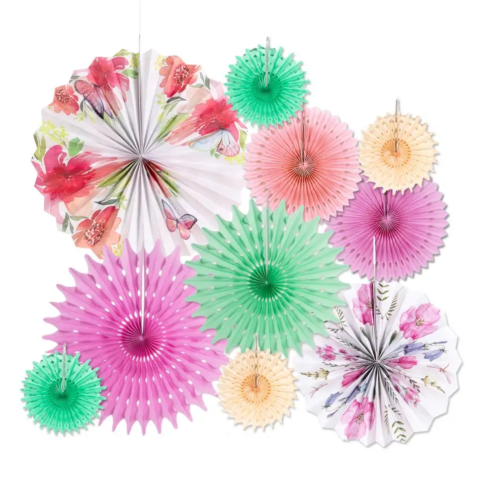 

10pc Wedding Party Decoration Set Tissue Paper Fans Pinwheels Rosette Snowflake Afternoon Tea Party Birthday Bridal Shower