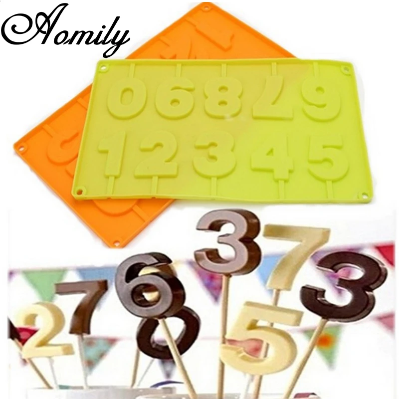 Форма для леденцов Aomily 0 9 с цифрами DIY формы выпечки силиконовая 3D палочки ручной
