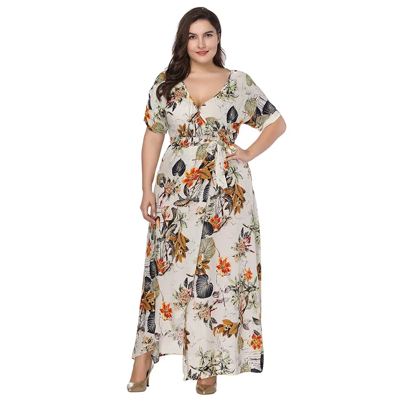 

2018 women Elegant Sexy Maxi long Plus size Dress female big size Bohemian Summer Dresses Large size office lady Party dress