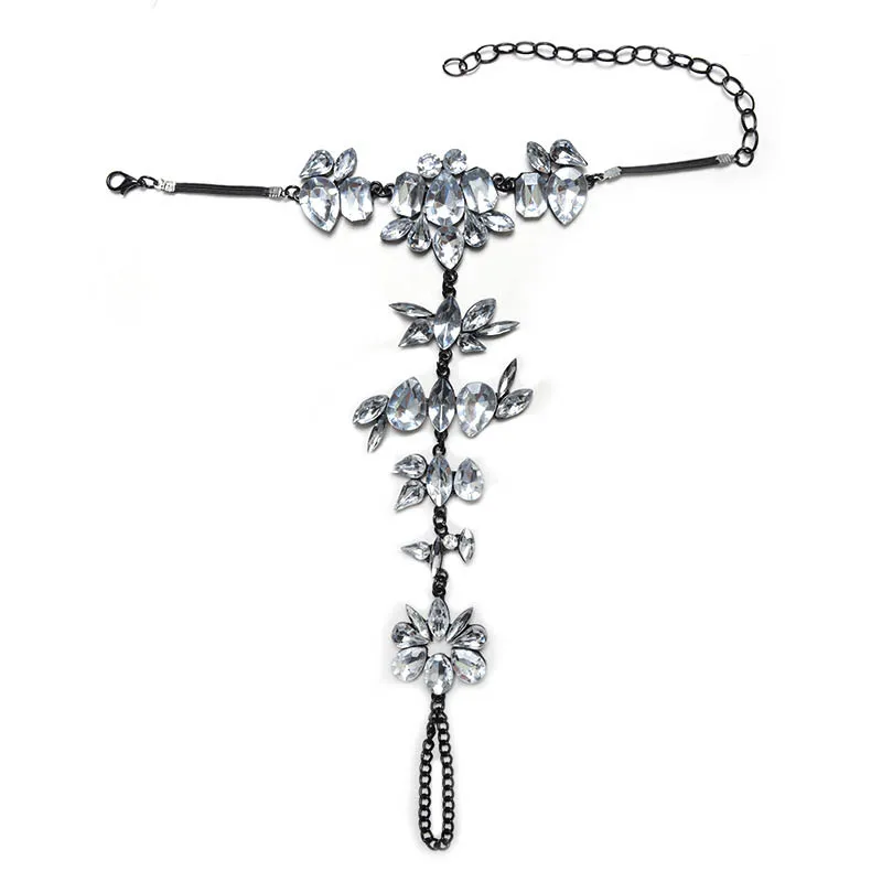 Fashion Women Rhinestone Flower Anklet Barefoot Sandals Summer Beach Foot Anklets Chain Boho font b Jewelry