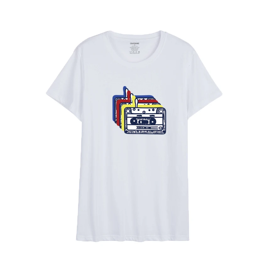 

Men's cotton round neck high quality fashion brand clothing casual personality cotton multicolor tape printing design T-shirt