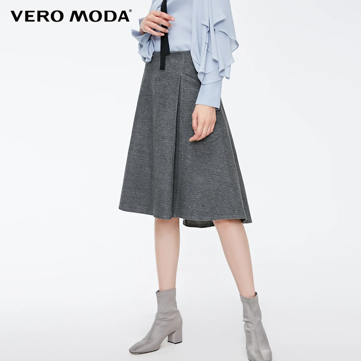 Vero Moda Новая женская OL Стиль нерегулярный пошив боковой карман средняя посадка юбка | 31841G512 - Color: Granit mel