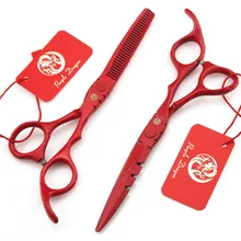 508#5," Высший сорт красные Парикмахерские ножницы JP 440C 62HRC домашний и Салон Парикмахерская ножницы для резки Thinning ножницы для волос