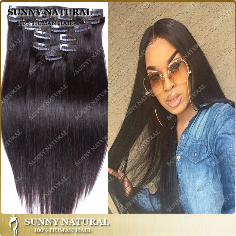 100 Natural Hair Brown Clip In Human Extensions Real natural Human