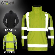 SFVEST 3 IN 1 THERMAL WINTER REFLECTIVE TRAFFIC SAFETY JACKET PARKA OIL RESISITANCE WATERPROOF WINDPROOF WINDBREAKER FREE POST