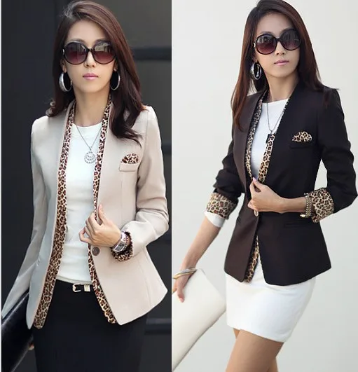 2014 new leopard blazer women's spring summer korean style