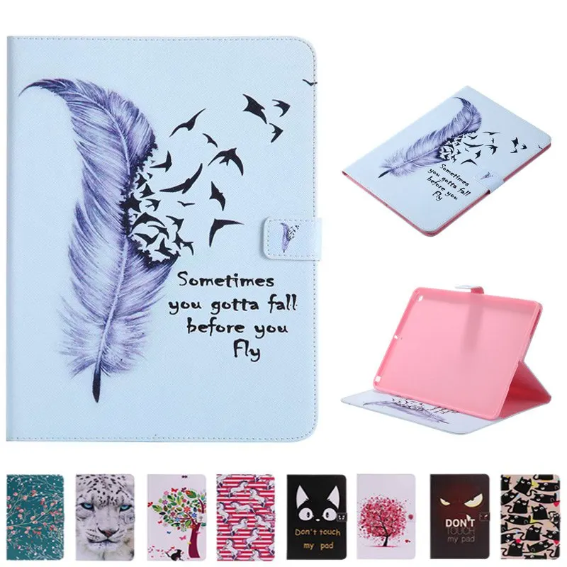 

3D Feather Paint PU Leather Case for Samsung Galaxy Tab A6 10.1 2016 SM-T580 SM-T585 cover for Samsung Tab A 10.1 case+Film+Pen