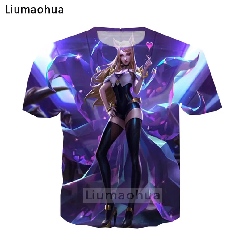 Liumaohua бренд League of Legends KDA group Ahri. Модная футболка с принтом лисы|Футболки| |