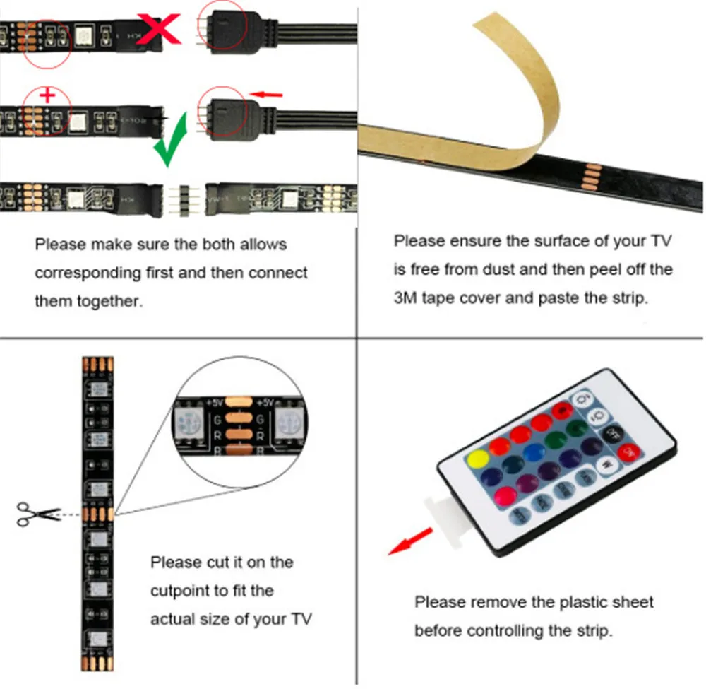 Светодиодная лента rgb smd 5050 5v usb ledstrip для ТВ ПОДСВЕТКА управления музыкой фоновое освещение Гибкая неоновая Тира