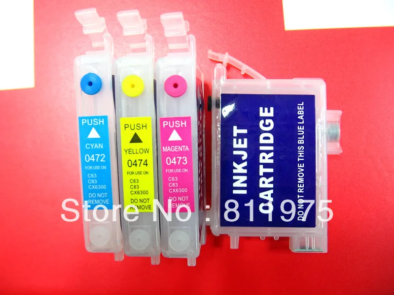 

T0461 T0472 T0473 T0474 Refillable ink Cartridge for EPSON STYLUS C63/C65/C83/C85/CX6300/CX6500/CX3500/CX4500 Printer