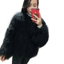 2018 fashion beach wool full leather short design coat mongolia sheep fur coat overcoat outerwear jacket women
