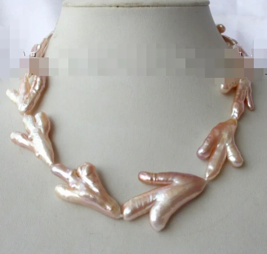 

Jewelr 005142 stunning big baroque pink freshwater cultured pearl necklace