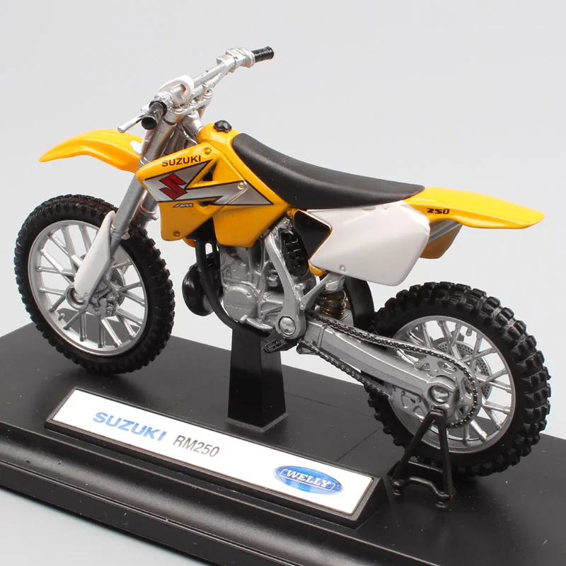 Детские 1:18 весы Welly мини Suzuki RM250 мотокросса мотоцикл литья под давлением эндуро внедорожных Трейл модель игрушка миниатюрная