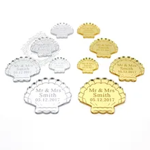 50* персонализированные пользовательские пляжные свадебные вечеринки Mr& Mrs украшения стола золото/серебро зеркало в виде раковины стол центральные столы Декор