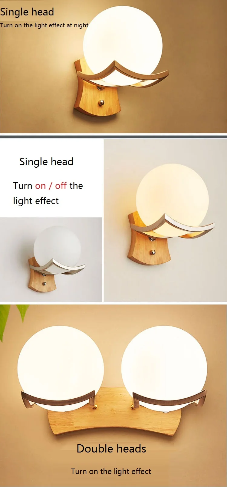 Скандинавский Креативный светодиодный прикроватный настенный светильник для гостиной, спальни, лестничной дорожки из натурального дерева
