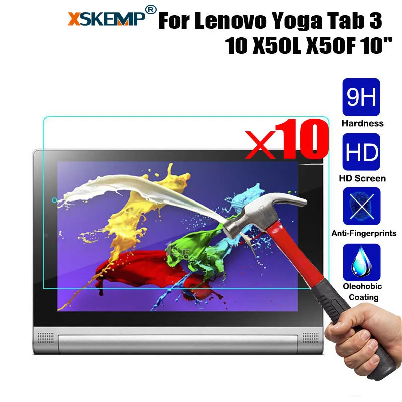 XSKEMP 10Pcs/Lot Ultra Clear Screen Protector For Lenovo Yoga Tab 3 10&quot HD Tempered Glass Film Tablet 9H Hard Anti-Scratch Guard |