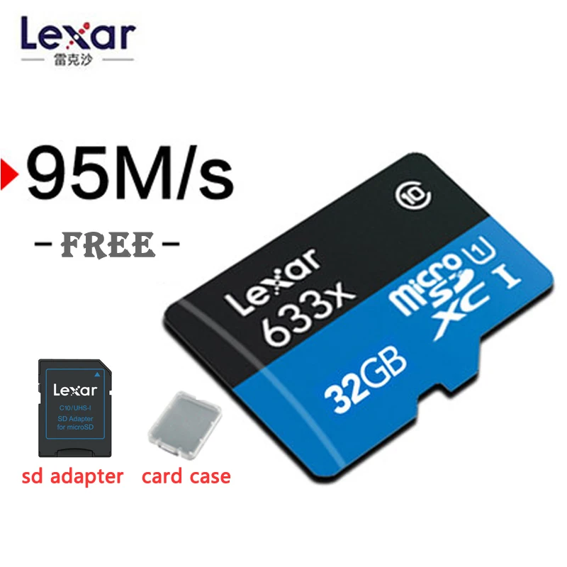 Высокоскоростная карта памяти Micro SD Lexar 633x 32 Гб 64 Гб 128 ГБ макс. 95 м/с C10 256G 512G адаптер в HD - Capacity: 32G and card case