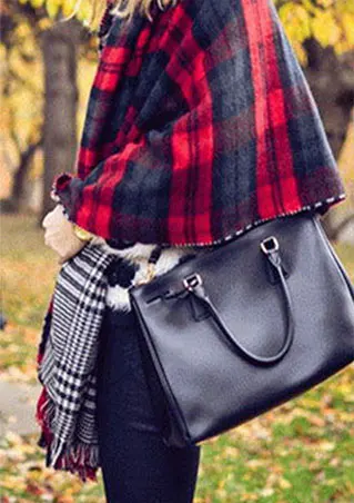 Slik Women Scarf Oversized font b Tartan b font Scarf Wrap Shawl Fringe Reversible Plaid Checked