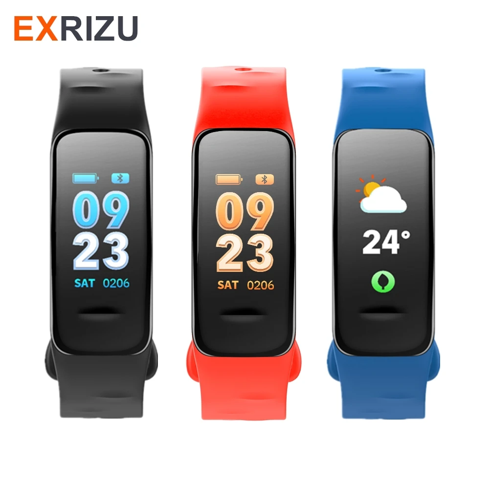 

EXRIZU C1 Colorful Screen Push Message Bluetooth Smart Wristband Support Heart Rate Blood Pressure Fitness Bracelet Pedometer