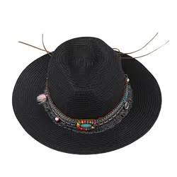 Весеннее летнее, в богемном стиле, женские шапки Jazz с широкими птицами, женская Соломенная винтажная мягкая шляпа, Солнцезащитная пляжная