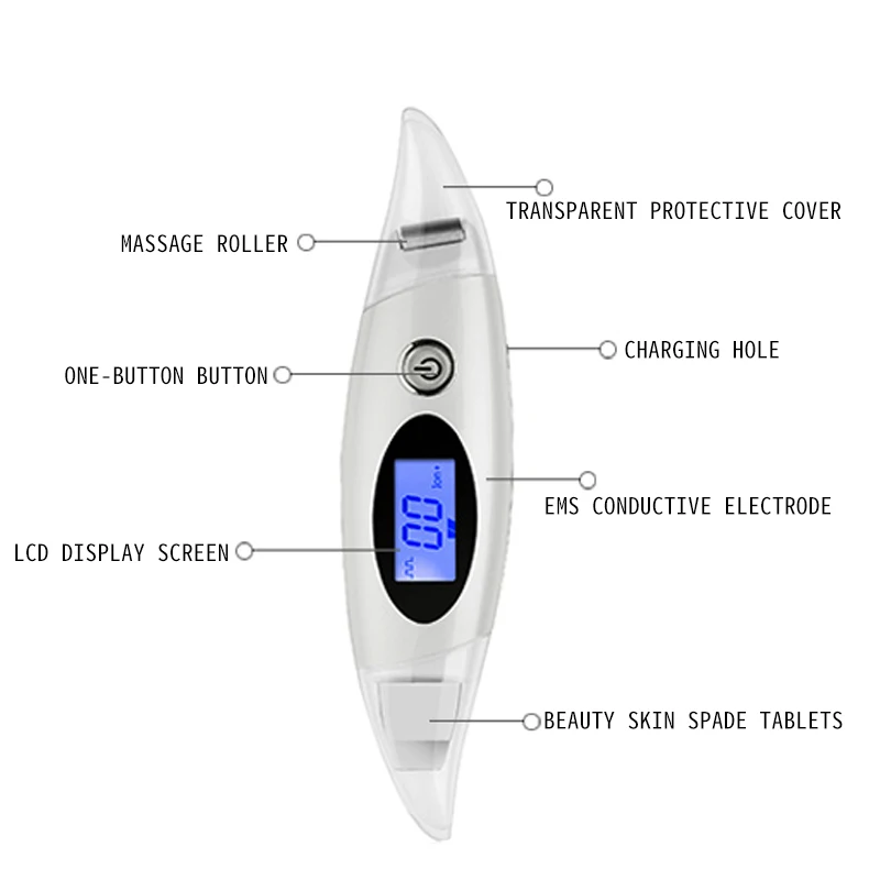 

LCD Ultrasonic Galvanic Ion Skin Scrubber Peeling Pore Cleanser EMS Face Lifting Whitening Rechargeable Facial Cleansing Device
