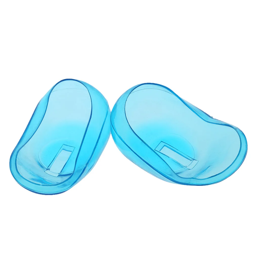 2PCS Transprarent Silicone Ear Cover Hair Dye Shield Protect Salon Hair Styling Tool Accessory Ear Care Blue