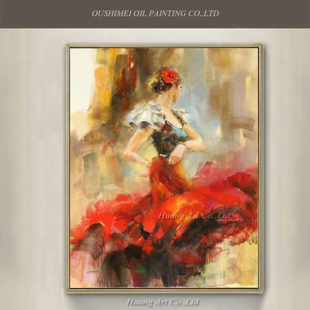 

Wholesale Spanish Dancer Oil Painting Hand Painted High Quality Flamenco Dancer Oil Painting On Canvas For Wall Decoration