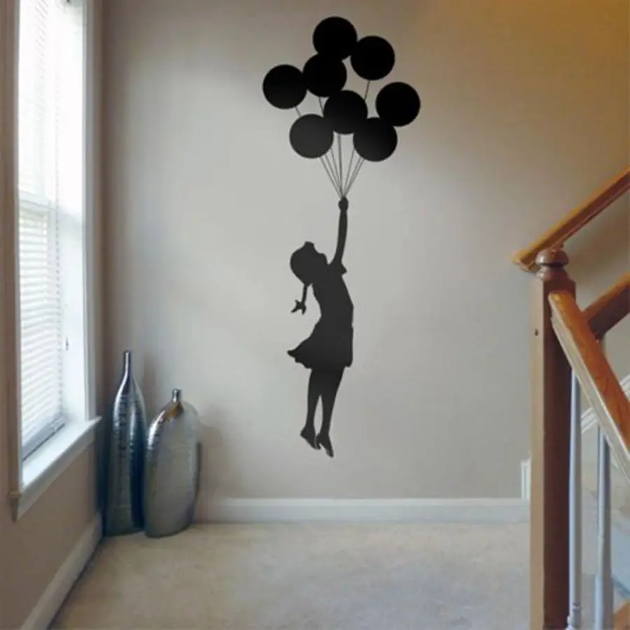 

Banksy Wall Sticker Floating Balloon Girl Banksy Art home decor Vinyl wall decal Self Adhesive Graffiti DIY home decoration