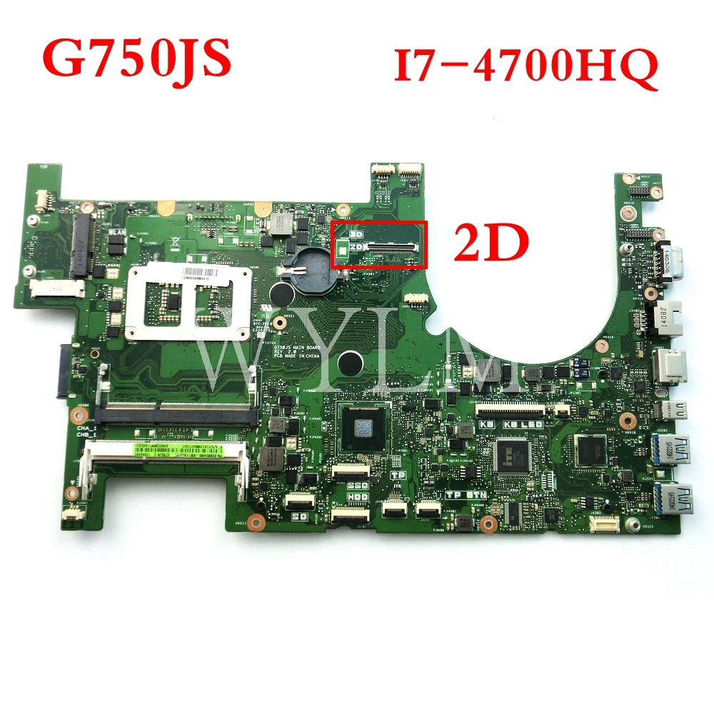 

G750JS motherboard With i7-4700HQ CPU 2D mainboard for ASUS G750J G750JS laptop motherboard MAIN BOARD 60NB04M0-MB1130