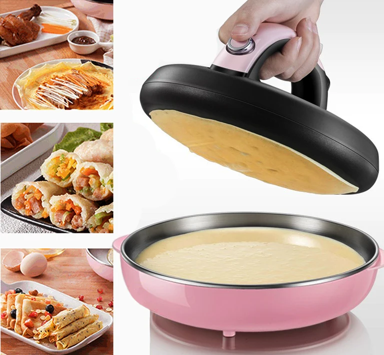 pink Automatic Nonstick stainless steel Crepe Makers mini Pancake