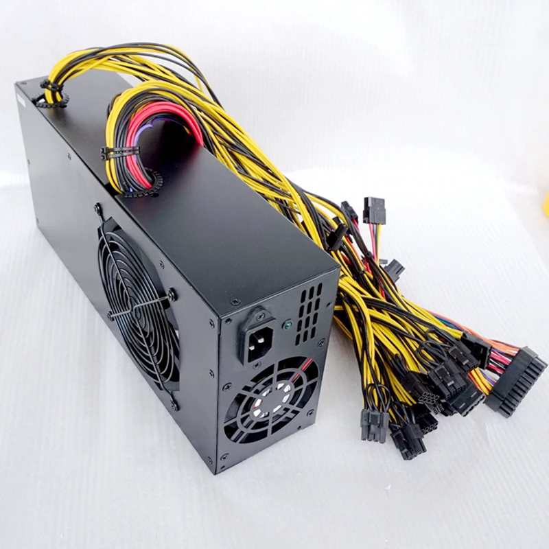 PC التعدين حالة امدادات الطاقة 2800 واط ATX Eth مينر BTC XMR عملة أسيك التبديل PSU 8 بطاقة جرافيكس RX470 480 570 GTX 1060 1070 1080