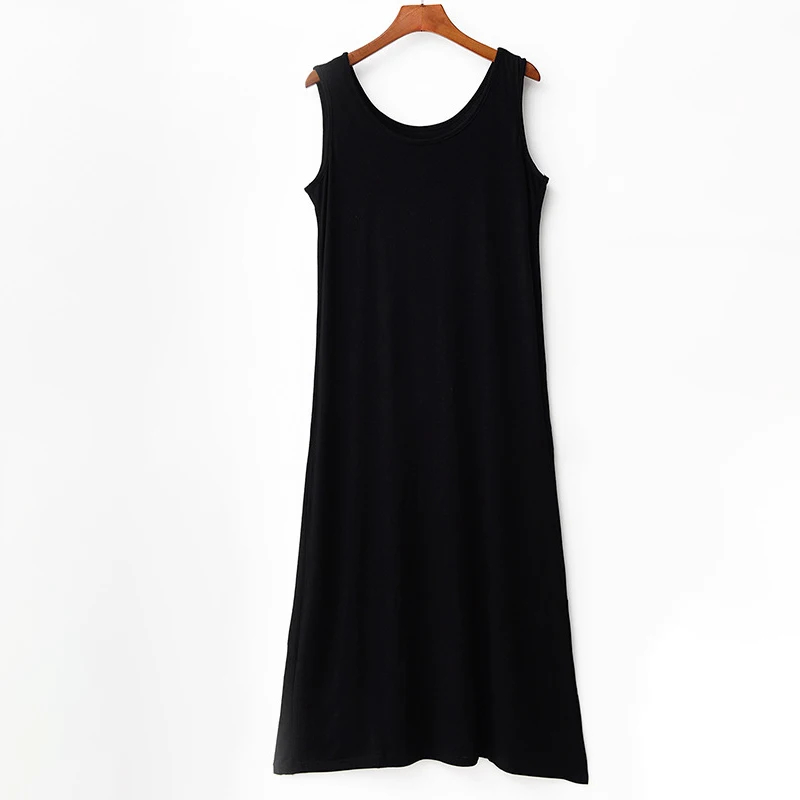 Женская Длинная Ночная рубашка из модала, летняя свободная Пижама размера плюс 3XL-6XL, ночная рубашка без рукавов, сексуальное нижнее белье, домашнее платье
