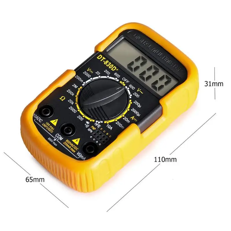 DT830D миниатюрный портативный цифровой мультиметр переменного тока/постоянного тока измеритель тока тестер детектор портативный