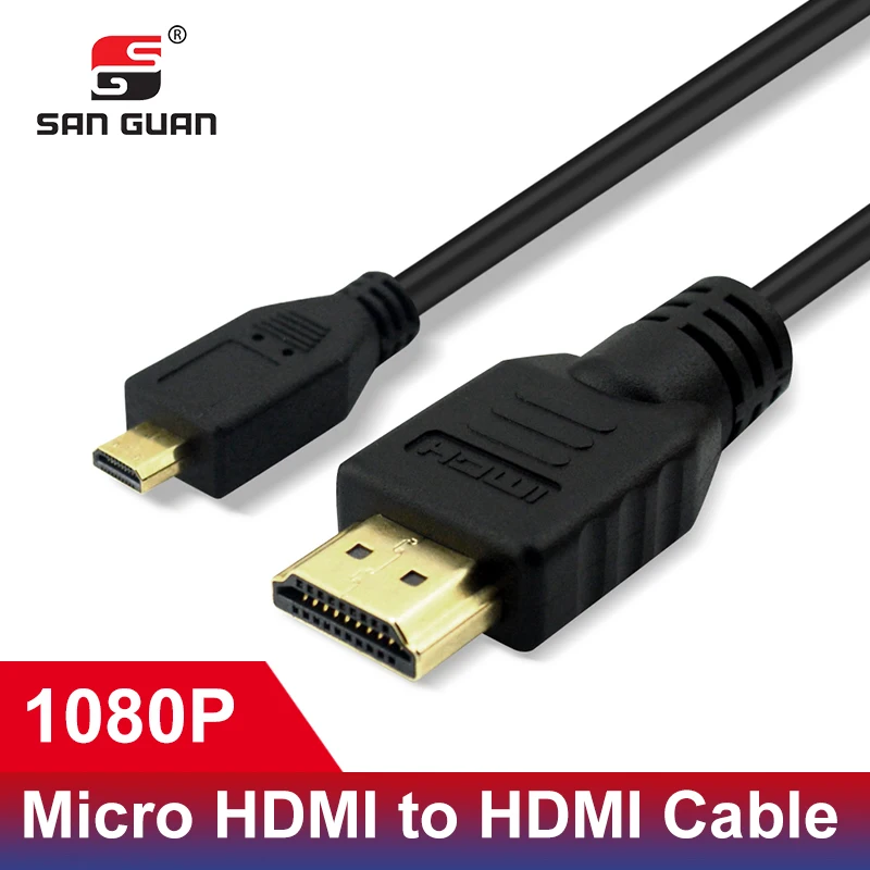 

Micro HDMI to HDMI Cable 1.5M Gold Plated 1.4V 3D 1080P Premium Cable Adapter for HDTV XBox Mobile Phone Table Cable