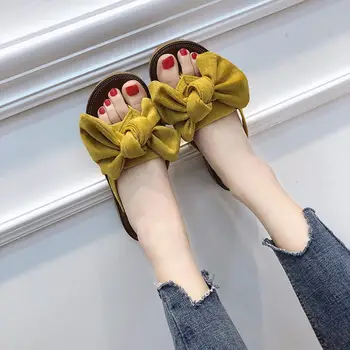 

Dropshipping 2019 women's shoes slippers summer fashion solid color bow large wholesale whatsapp +8613586826522 SXJJ045
