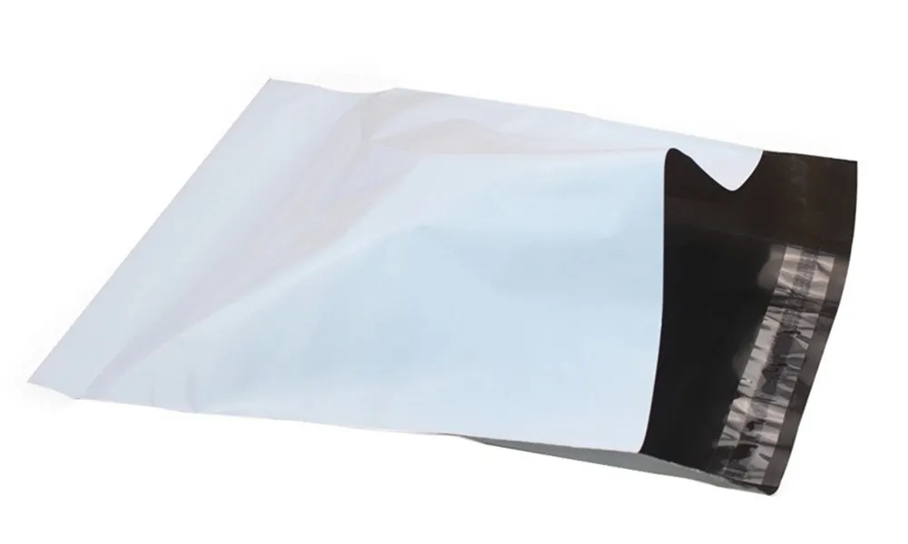 100 шт./лот, самоклеящаяся Белая полиэтиленовая упаковочная сумка для почтовых отправлений, курьерская Курьерская сумка, Полиэтиленовая посылка для почтовых отправлений