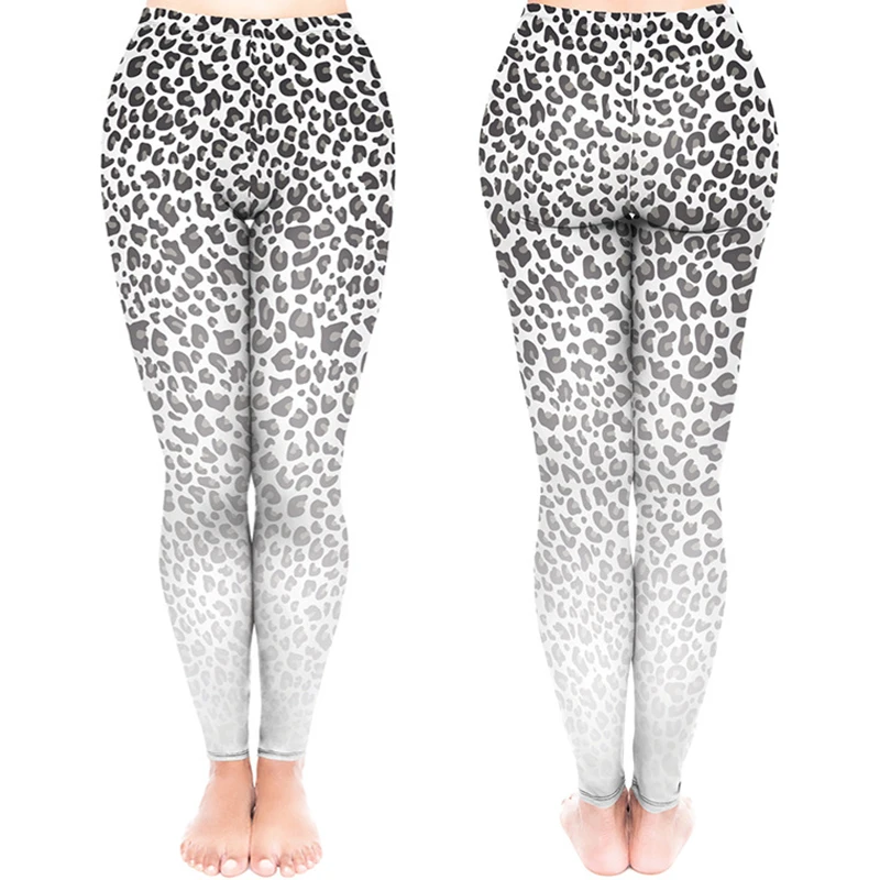 

Women Sexy Fashion White Ombre Leopard Pattern Slim Leggings