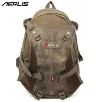 AERLIS Women Men Leaver Canvas Travel Laptop School College Shoulder Day Backpack Vintage Splice Contrast Color Rucksack 6220