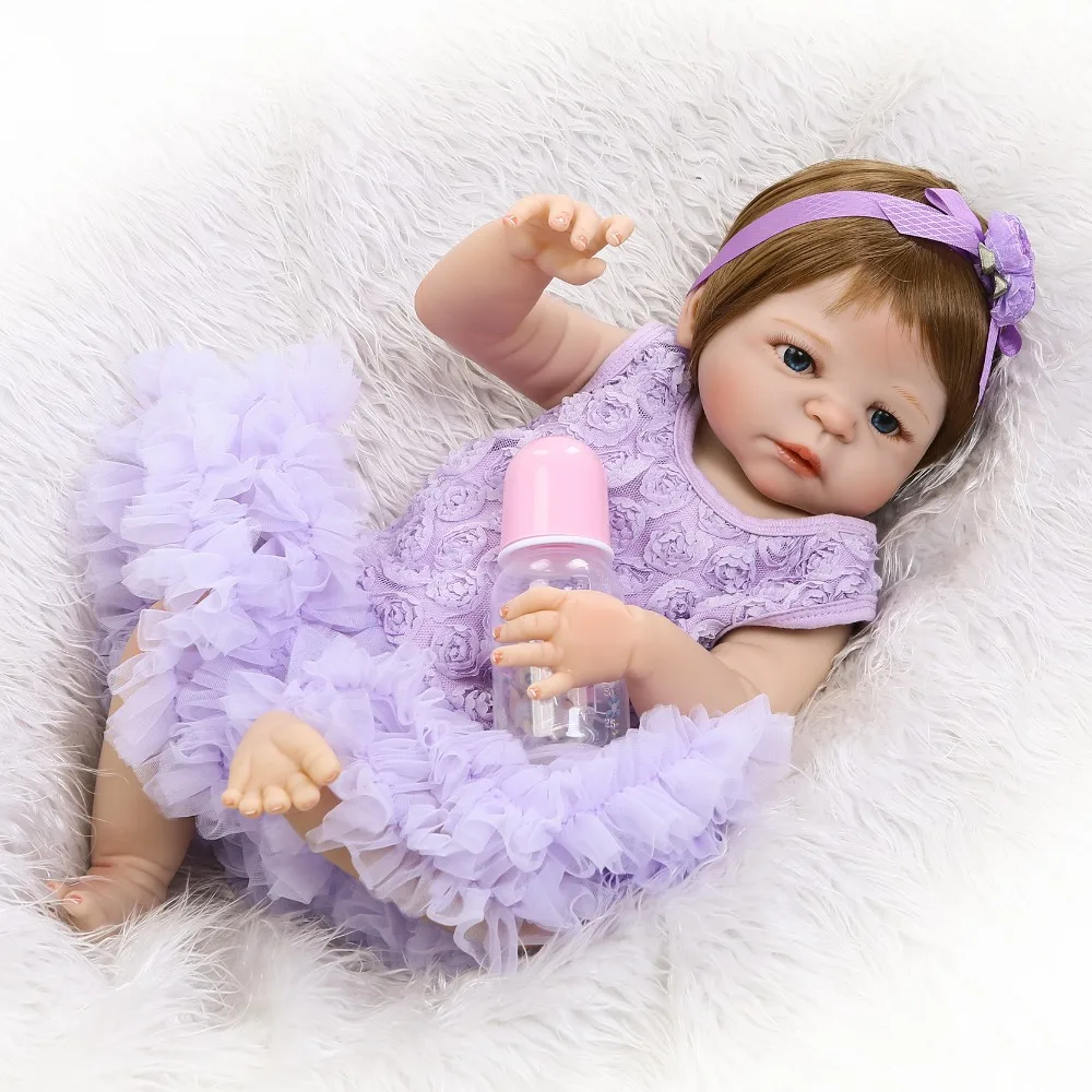 

DollMai Silicone Reborn Baby Menina Alive 23'' Newborn Baby Dolls Full Vinyl body Wear bebe Infant Clothes Truly Kids Playmates