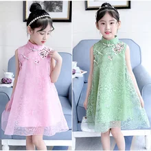 Новое летнее платье Детское винтажное платье Чонсам национальная одежда