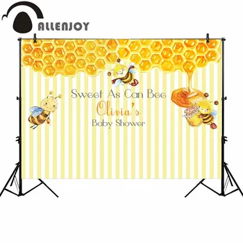 

Allenjoy bee theme baby shower photography background birthday party Honeycomb backdrop banner photobooth photocall decoration