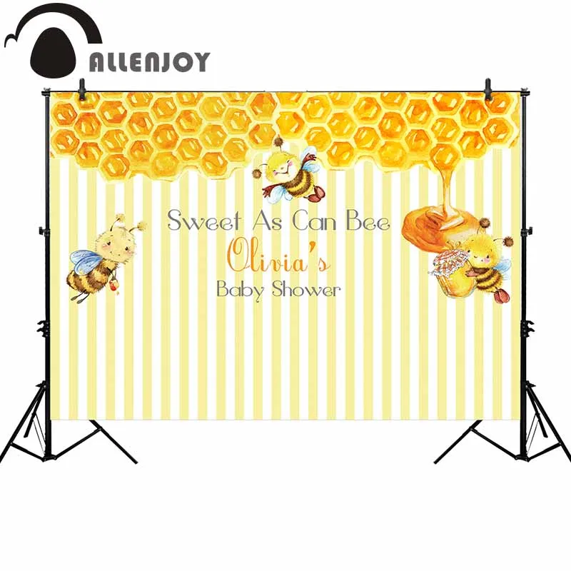 

Allenjoy photography background bee theme baby shower birthday party backdrop photobooth photocall prop printed decoration