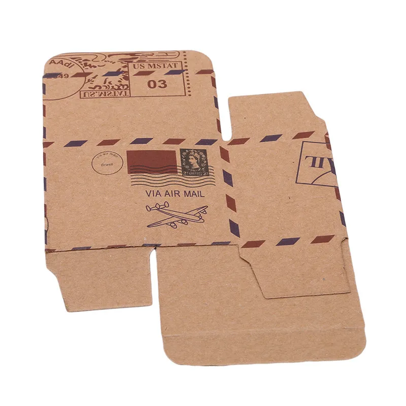 50 шт./упак. воздушной почтой самолет путешествия тема Винтаж Свадебные сувениры Крафт бумажная коробка для конфет упаковка коробки свадебный подарок сувениры подарок