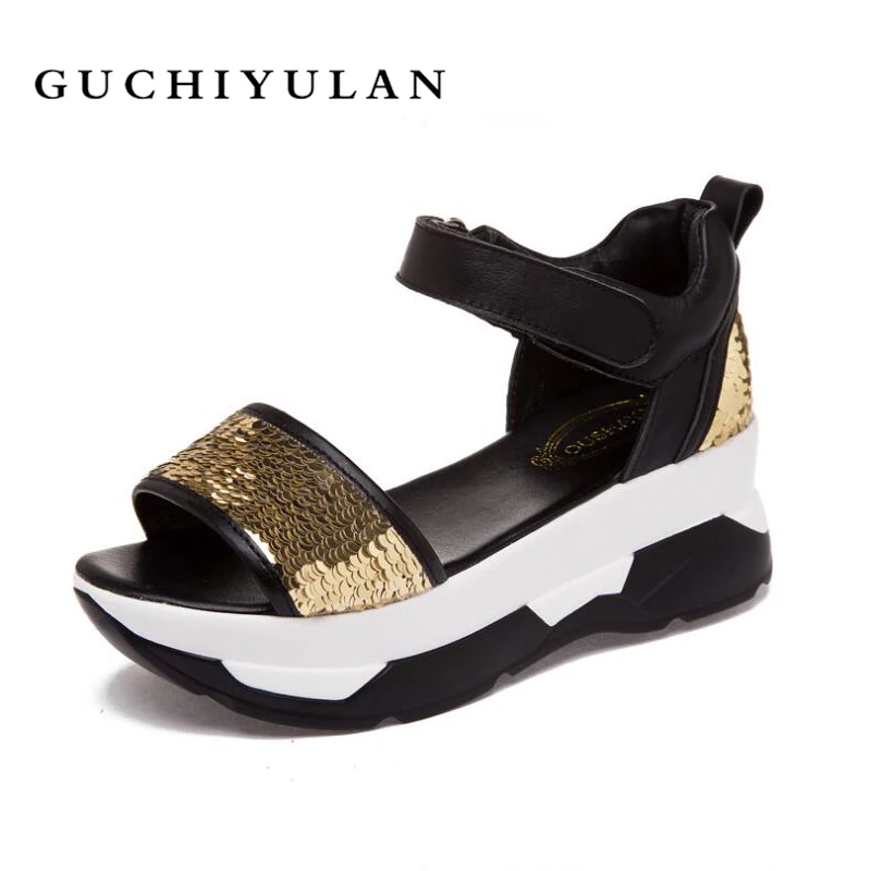 

Sexy Open-toed Women Sport Sandals Wedge 2019 New Sequin Out Women Sandals Outdoor Cool Platform Shoes Women Beach Summer Shoes