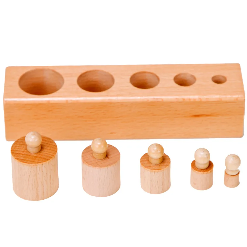 

4pcs/1set Montessori Educational Wooden Toys For Children Cylinder Socket Blocks Toy Baby Development Practice and Senses