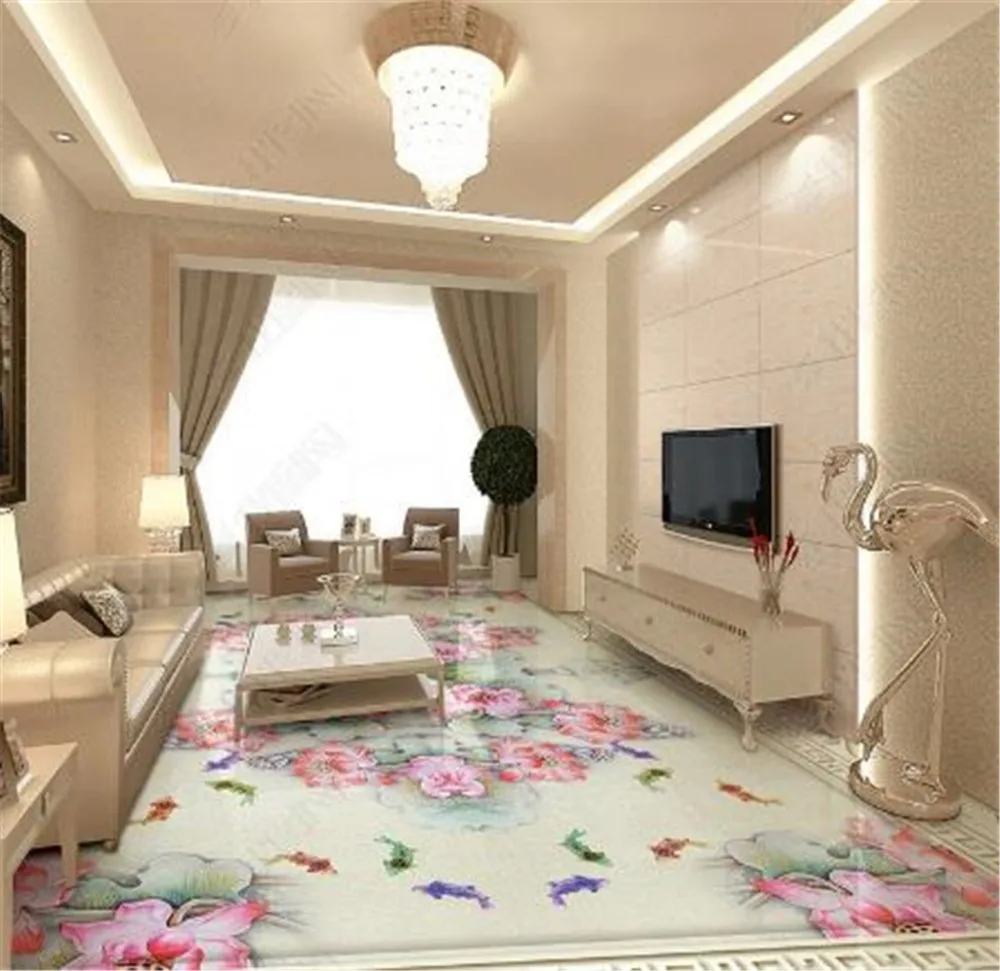 На заказ любой размер 3d обои китайский Цвет Резные лотоса кальмар 3D гостиная спальня 3D Пол интерьер Настенные обои