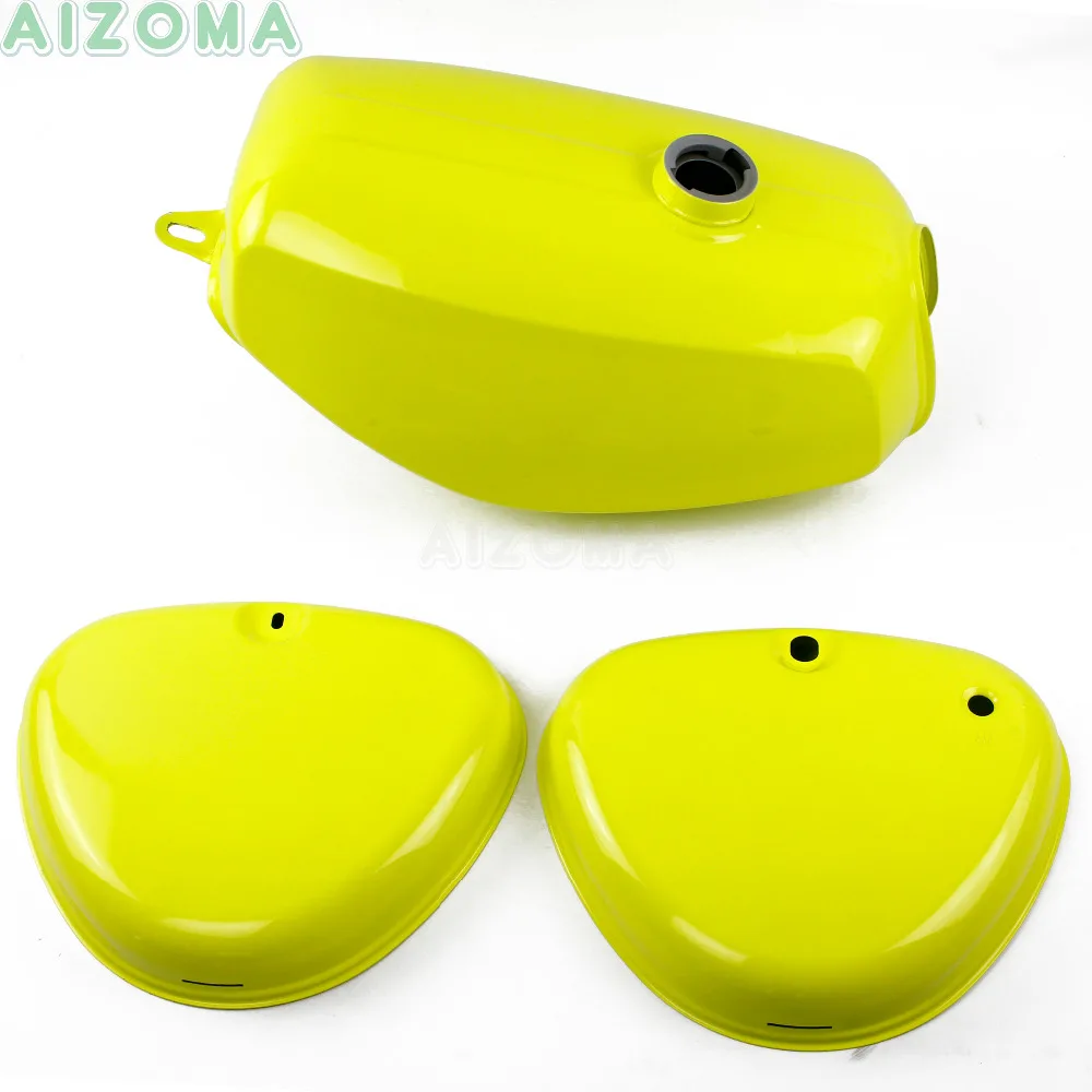 1 Set Yellow Custom Motorcycle Gas Oil Tank w/ 2pcs Steel Side
