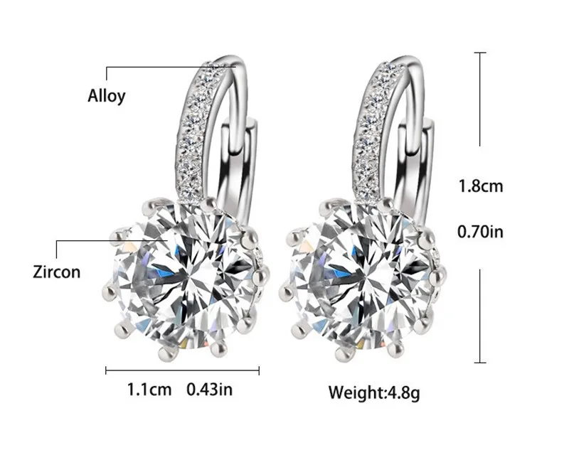 Роскошные серьги-кольцо для Для женщин 10 Цвета круглый фианит, свисающие серьги для женщин серьги-кольца, модные ювелирные украшения для женщин подарок E73